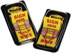A Picture of product MMM-680SH2 Post-it® Flags Arrow Message 1" Page "Sign Here", Yellow, 50 Flags/Dispenser, 2 Dispensers/Pack