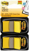 A Picture of product MMM-680YW2 Post-it® Flags Assorted Color 1" Flag Refills Standard Page in Dispenser, Yellow, 50 Flags/Dispenser, 2 Dispensers/Pack