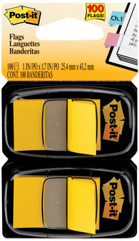 Post-it® Flags Assorted Color 1" Flag Refills Standard Page in Dispenser, Yellow, 50 Flags/Dispenser, 2 Dispensers/Pack