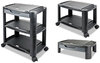 A Picture of product ALE-U3N1BL Alera® 3-in-1 Cart and Stand Cart/Stand, Plastic, 3 Shelves, 1 Drawer, 100 lb Capacity, 21.63" x 13.75" 24.75", Black/Gray
