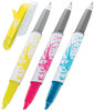 A Picture of product MMM-691HLP3 Post-it® Flag+ Highlighter & Pen and Assorted Ink/Flag Colors, Chisel/Conical Tips, Barrel Colors/Graphics, 3/Pack
