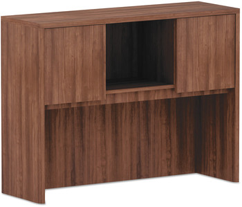 Alera® Valencia™ Series Hutch with Doors, 3 Compartments, 47.13w x 15d 35.38h, Modern Walnut