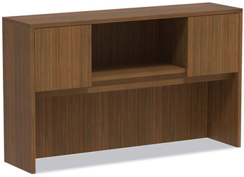 Alera® Valencia™ Series Hutch with Doors, 4 Compartments, 58.88w x 15d 35.38h, Modern Walnut