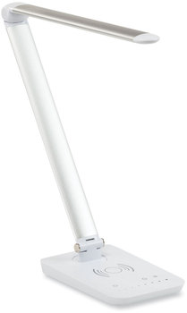 Safco® Vamp™ LED Wireless Charging Lamp Multi-pivot Neck, 16.75" High, Silver, Ships in 1-3 Business Days