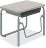 A Picture of product SAF-1222GR Safco® AlphaBetter® 2.0 Height-Adjustable Student Desk with Pendulum Bar 27.75" x 19.75" 22" to 30", Pebble Gray