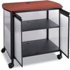 A Picture of product SAF-1859BL Safco® Impromptu® Deluxe Machine Stand with Doors w/Doors, Wood, 3 Shelf, 34.75 x 25.5 30.75, Cherry/White/Black, Ships in 1-3 Business Days