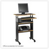 A Picture of product SAF-1929CY Safco® Muv™ Stand-Up Adjustable-Height Desk 29.5" x 22" 35" to 49", Cherry/Black
