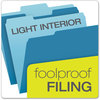 A Picture of product PFX-15213BLU Pendaflex® Colored File Folders 1/3-Cut Tabs: Assorted, Letter Size, Blue/Light Blue, 100/Box