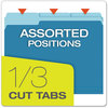 A Picture of product PFX-15213BLU Pendaflex® Colored File Folders 1/3-Cut Tabs: Assorted, Letter Size, Blue/Light Blue, 100/Box