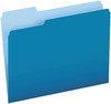 A Picture of product PFX-15213BLU Pendaflex® Colored File Folders 1/3-Cut Tabs: Assorted, Letter Size, Blue/Light Blue, 100/Box