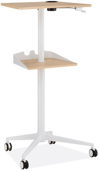 Safco® VUM Mobile Workstation 25.25" x 19.75" 35.5" to 47.75", Natural/White, Ships in 1-3 Business Days