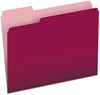 A Picture of product PFX-15213BUR Pendaflex® Colored File Folders 1/3-Cut Tabs: Assorted, Letter Size, Burgundy/Light Burgundy, 100/Box