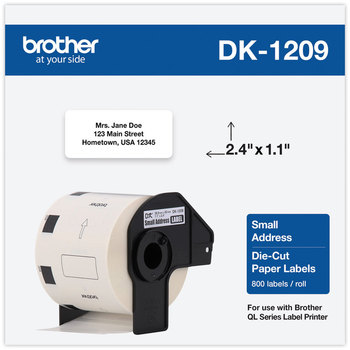 Brother Pre-Sized Die-Cut Label Rolls Address Labels, 1.1" x 2.4", White, 800 Labels/Roll