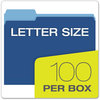 A Picture of product PFX-15213NAV Pendaflex® Colored File Folders 1/3-Cut Tabs: Assorted, Letter Size, Navy Blue/Light Blue, 100/Box