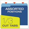 A Picture of product PFX-15213NAV Pendaflex® Colored File Folders 1/3-Cut Tabs: Assorted, Letter Size, Navy Blue/Light Blue, 100/Box