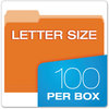 A Picture of product PFX-15213ORA Pendaflex® Colored File Folders 1/3-Cut Tabs: Assorted, Letter Size, Orange/Light Orange, 100/Box