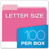 A Picture of product PFX-15213PIN Pendaflex® Colored File Folders 1/3-Cut Tabs: Assorted, Letter Size, Pink/Light Pink, 100/Box