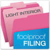 A Picture of product PFX-15213PIN Pendaflex® Colored File Folders 1/3-Cut Tabs: Assorted, Letter Size, Pink/Light Pink, 100/Box