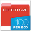 A Picture of product PFX-15213RED Pendaflex® Colored File Folders 1/3-Cut Tabs: Assorted, Letter Size, Red/Light Red, 100/Box
