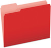 A Picture of product PFX-15213RED Pendaflex® Colored File Folders 1/3-Cut Tabs: Assorted, Letter Size, Red/Light Red, 100/Box