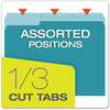 A Picture of product PFX-15213TEA Pendaflex® Colored File Folders 1/3-Cut Tabs: Assorted, Letter Size, Teal/Light Teal, 100/Box