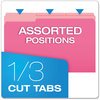 A Picture of product PFX-15313PIN Pendaflex® Colored File Folders 1/3-Cut Tabs: Assorted, Legal Size, Pink/Light Pink, 100/Box