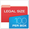 A Picture of product PFX-15313RED Pendaflex® Colored File Folders 1/3-Cut Tabs: Assorted, Legal Size, Red/Light Red, 100/Box