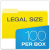 A Picture of product PFX-15313YEL Pendaflex® Colored File Folders 1/3-Cut Tabs: Assorted, Legal Size, Yellow/Light Yellow, 100/Box