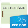 A Picture of product PFX-17178 Pendaflex® Heavy-Duty Pressboard Folders with Embossed Fasteners 1/3-Cut Tabs, 1" Expansion, 2 Letter Size, Green, 25/Box