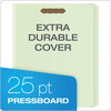 A Picture of product PFX-17180 Pendaflex® Heavy-Duty Pressboard Folders with Embossed Fasteners Straight Tabs, 2" Expansion, 2 Letter Size, Green, 25/Box
