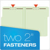 A Picture of product PFX-17182 Pendaflex® Heavy-Duty Pressboard Folders with Embossed Fasteners 1/3-Cut Tabs, 3" Expansion, 2 Letter Size, Green, 25/Box
