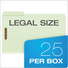 A Picture of product PFX-17186 Pendaflex® Heavy-Duty Pressboard Folders with Embossed Fasteners 1/3-Cut Tabs, 2" Expansion, 2 Legal Size, Green, 25/Box
