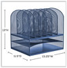 A Picture of product SAF-3255BU Safco® Onyx™ Desk Organizer with Two Horizontal and Six Upright Sections w/Two Letter Size, 13.25x11.5x13, Blue, Ships in 1-3 Business Days