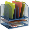 A Picture of product SAF-3255BU Safco® Onyx™ Desk Organizer with Two Horizontal and Six Upright Sections w/Two Letter Size, 13.25x11.5x13, Blue, Ships in 1-3 Business Days