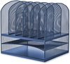 A Picture of product SAF-3255BU Safco® Onyx™ Desk Organizer with Two Horizontal and Six Upright Sections w/Two Letter Size, 13.25x11.5x13, Blue, Ships in 1-3 Business Days
