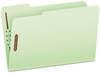 A Picture of product PFX-17187 Pendaflex® Heavy-Duty Pressboard Folders with Embossed Fasteners 1/3-Cut Tabs, 3" Expansion, 2 Legal Size, Green, 25/Box