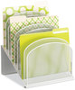 A Picture of product SAF-3258WH Safco® Onyx™ Mesh Desk Organizer with Tiered Sections 8 Letter to Legal Size Files, 11.75" x 10.75" 14", White
