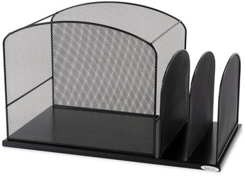 Safco® Onyx™ Mesh Desktop Hanging File With Two Upright Sections 3 Letter Size, 11.5" Long, Black