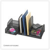 A Picture of product SAF-3263BL Safco® Onyx™ Mesh Desk Organizer with Three Vertical Sections/Two Baskets Steel 17 x 6.75 7.75, Black