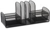 A Picture of product SAF-3263BL Safco® Onyx™ Mesh Desk Organizer with Three Vertical Sections/Two Baskets Steel 17 x 6.75 7.75, Black