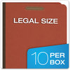 A Picture of product PFX-2257R Pendaflex® Four-, Six-, and Eight-Section Pressboard Classification Folders Six-Section 2" Expansion, 2 Dividers, 6 Fasteners, Legal Size, Red Exterior, 10/Box