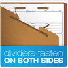 A Picture of product PFX-2257R Pendaflex® Four-, Six-, and Eight-Section Pressboard Classification Folders Six-Section 2" Expansion, 2 Dividers, 6 Fasteners, Legal Size, Red Exterior, 10/Box