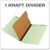 A Picture of product PFX-23214 Pendaflex® End Tab Classification Folders 1.75" Expansion, 1 Divider, 4 Fasteners, Letter Size, Pale Green Exterior, 10/Box