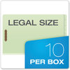 A Picture of product PFX-23324 Pendaflex® End Tab Classification Folders 2" Expansion, 2 Dividers, 6 Fasteners, Legal Size, Pale Green Exterior, 10/Box