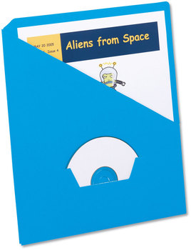 Pendaflex® Slash Pocket Project Folders 3-Hole Punched, Straight Tab, Letter Size, Blue, 25/Pack