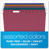 A Picture of product PFX-35117 Pendaflex® Earthwise® by 100% Recycled Colored Hanging File Folders EZ Slide Letter Size, 1/5-Cut Tabs, Assorted Colors, 20/BX