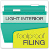 A Picture of product PFX-415215AQU Pendaflex® Colored Reinforced Hanging Folders Letter Size, 1/5-Cut Tabs, Aqua, 25/Box