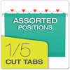 A Picture of product PFX-415215AQU Pendaflex® Colored Reinforced Hanging Folders Letter Size, 1/5-Cut Tabs, Aqua, 25/Box
