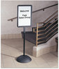 A Picture of product SAF-4117BL Safco® WriteWay™ Double-Sided Dry Erase Standing Message Sign Magnetic Rectangle, 65" Tall Black Stand, 14.25 x 22.25 White Face