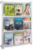 A Picture of product SAF-4134SL Safco® Luxe™ Magazine & Pamphlet Display Rack, 9 Compartments, 31.75w x 5d 41h, Clear/Silver, Ships in 1-3 Business Days